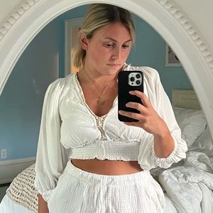 White open back blouse